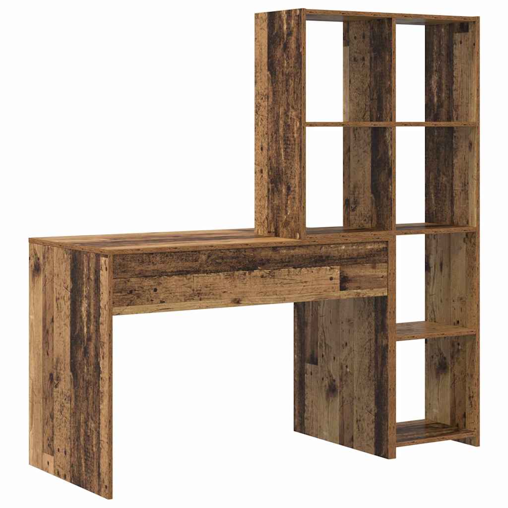 Desk with Shelf Old Wood 138.5 x 55 x 143 cm Engineered Wood