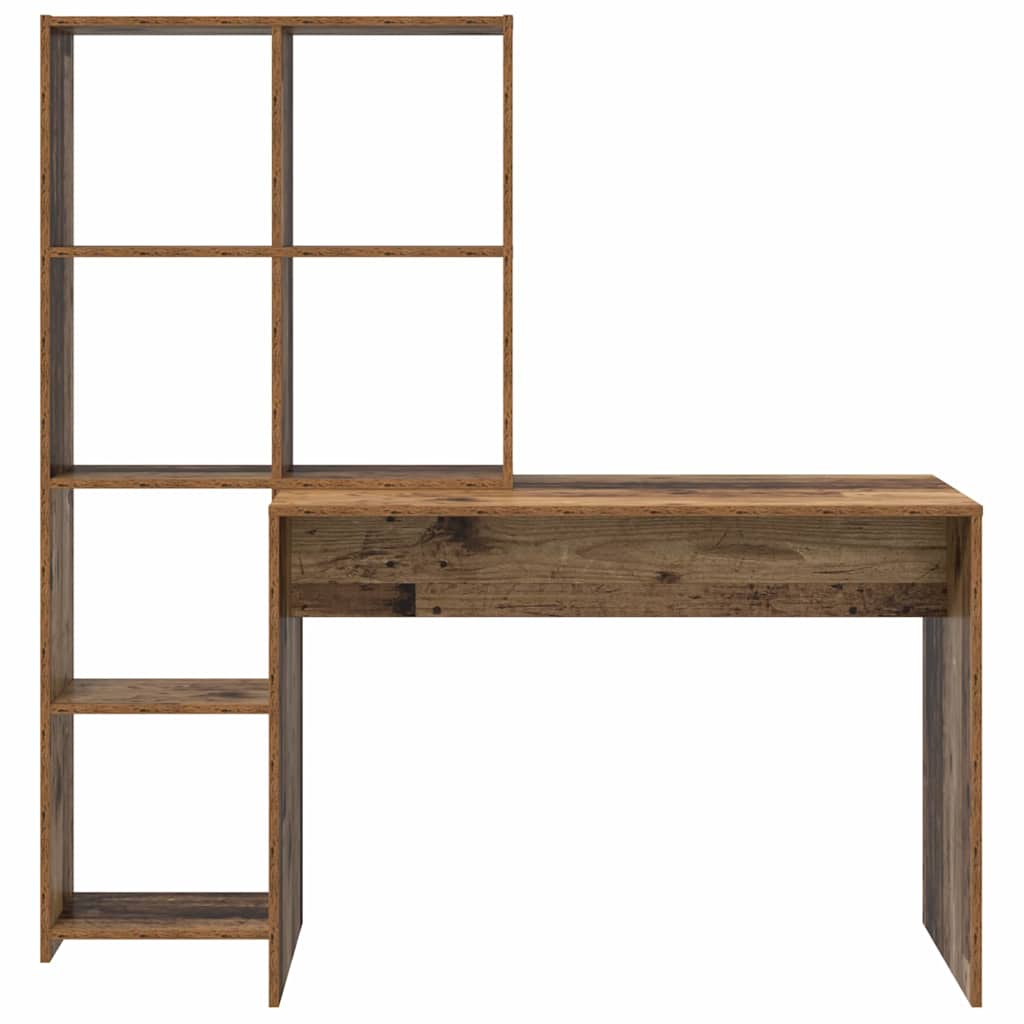 Desk with Shelf Old Wood 138.5 x 55 x 143 cm Engineered Wood