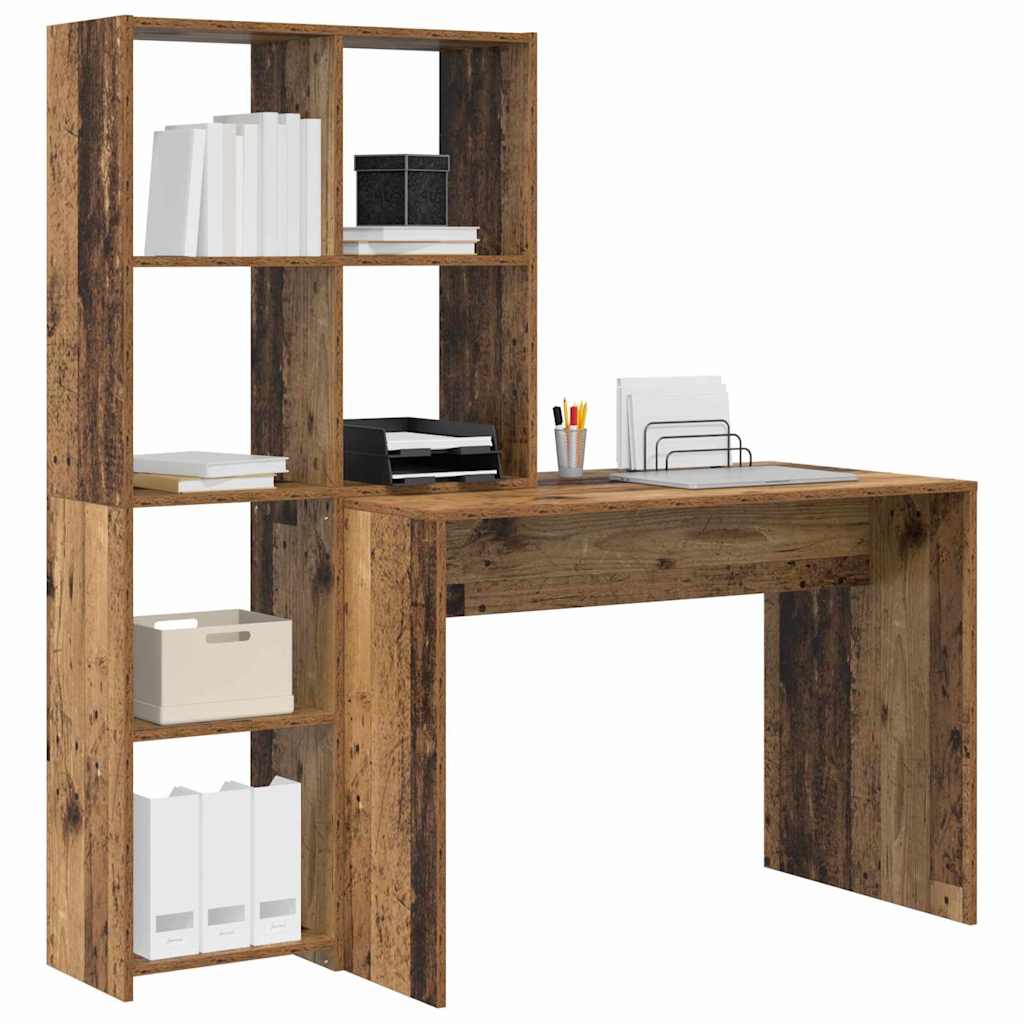 Desk with Shelf Old Wood 138.5 x 55 x 143 cm Engineered Wood