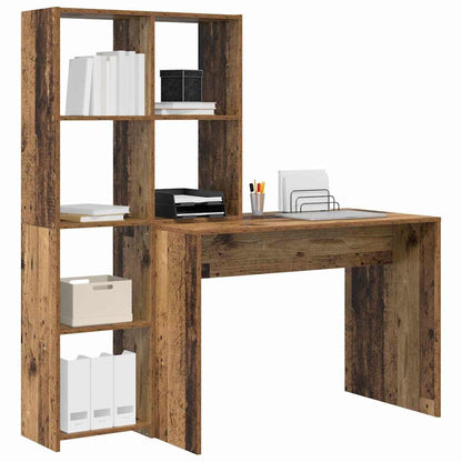 Desk with Shelf Old Wood 138.5 x 55 x 143 cm Engineered Wood