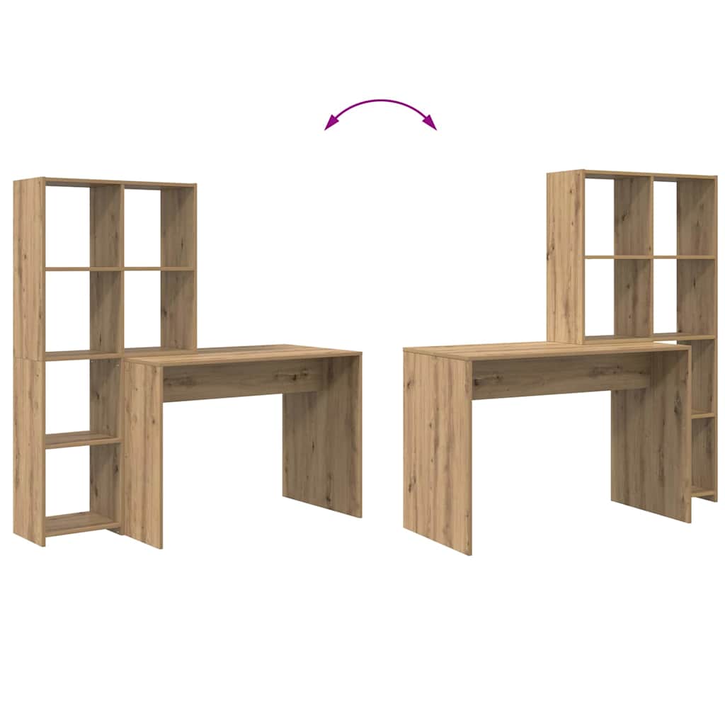 Desk with Shelf Artisan Oak 138.5 x 55 x 143 cm Engineered Wood