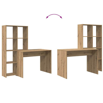 Desk with Shelf Artisan Oak 138.5 x 55 x 143 cm Engineered Wood