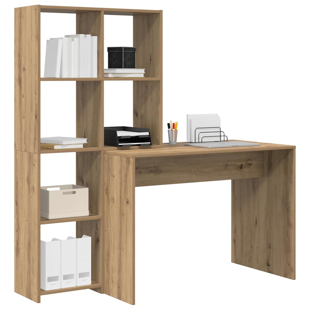Desk with Shelf Artisan Oak 138.5 x 55 x 143 cm Engineered Wood
