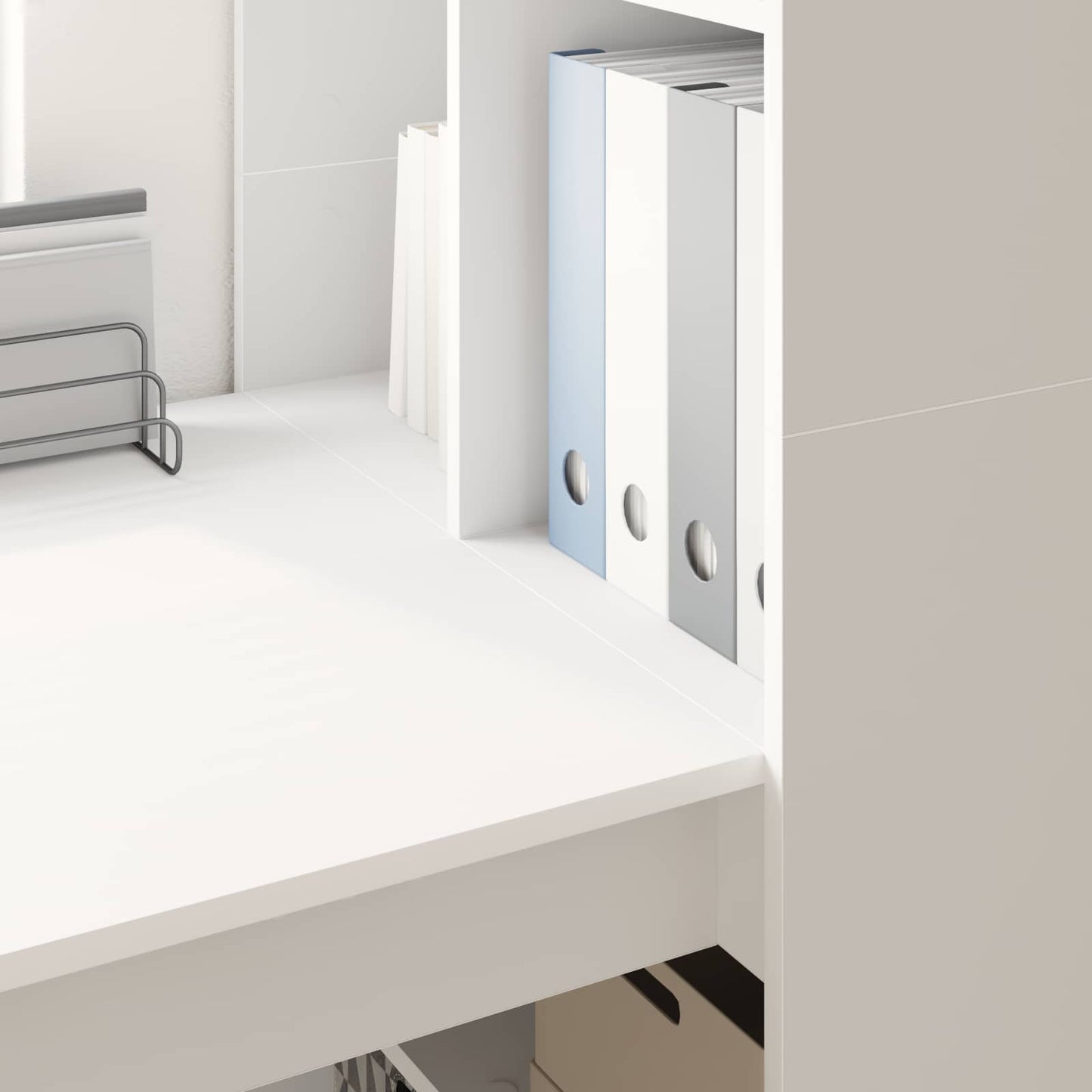 Desk with Shelf White 122 x 67 x 145 cm Engineered Wood