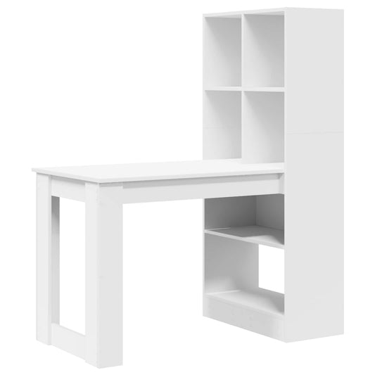 Desk White Engineered Wood 122 x 67 x 145 cm