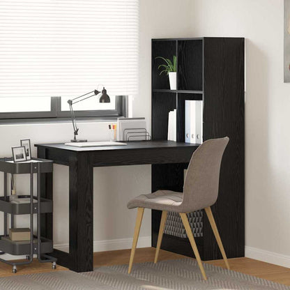 Desk with Shelf Black Oak 122 x 67 x 145 cm Engineered Wood