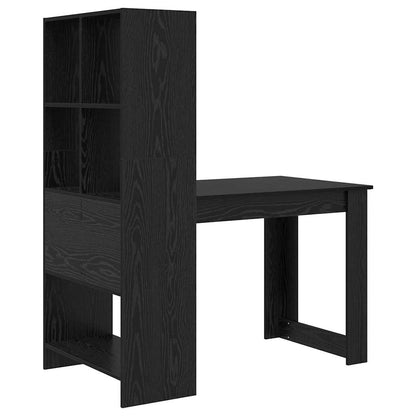 Desk with Shelf Black Oak 122 x 67 x 145 cm Engineered Wood