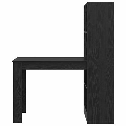 Desk with Shelf Black Oak 122 x 67 x 145 cm Engineered Wood