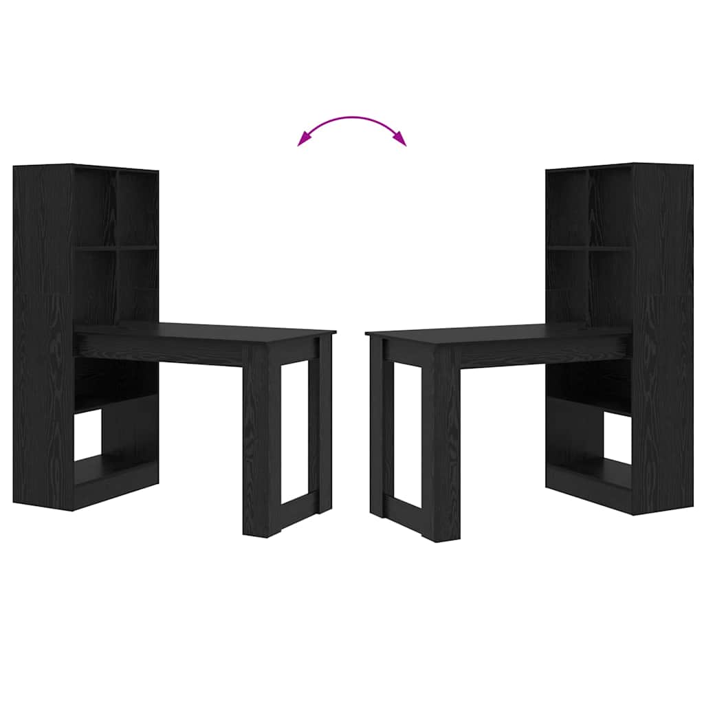 Desk with Shelf Black Oak 122 x 67 x 145 cm Engineered Wood