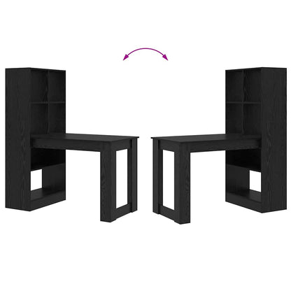 Desk with Shelf Black Oak 122 x 67 x 145 cm Engineered Wood