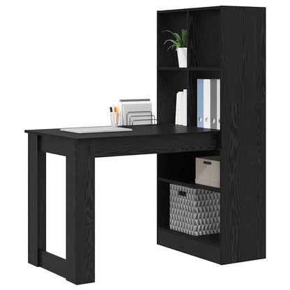 Desk with Shelf Black Oak 122 x 67 x 145 cm Engineered Wood