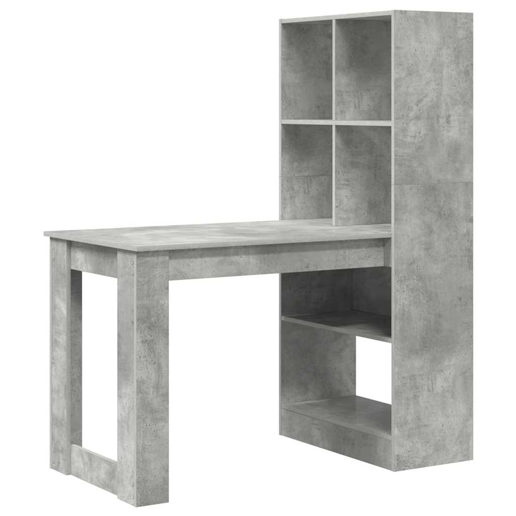 Desk with Shelf Concrete Grey 122 x 67 x 145 cm Engineered Wood