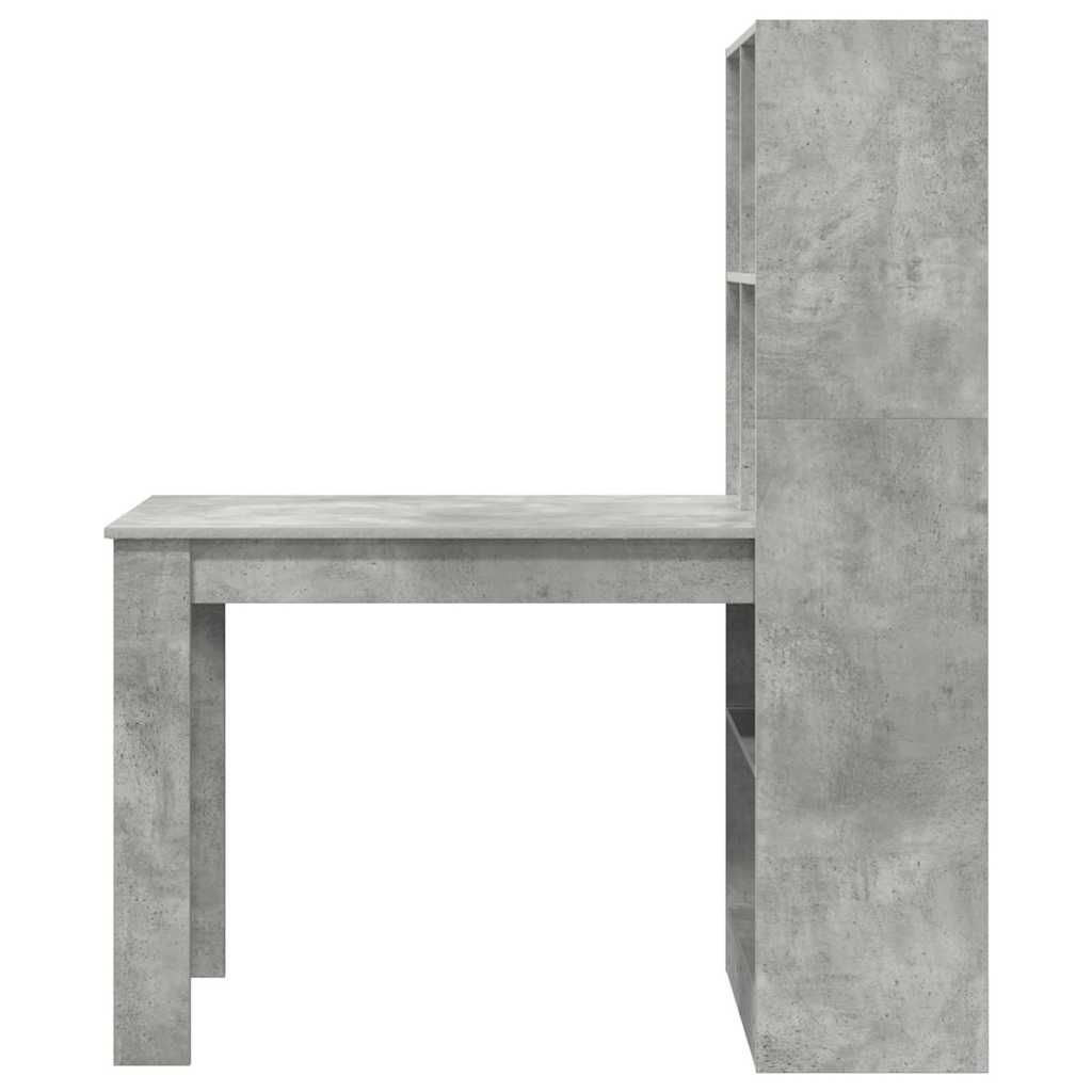 Desk with Shelf Concrete Grey 122 x 67 x 145 cm Engineered Wood