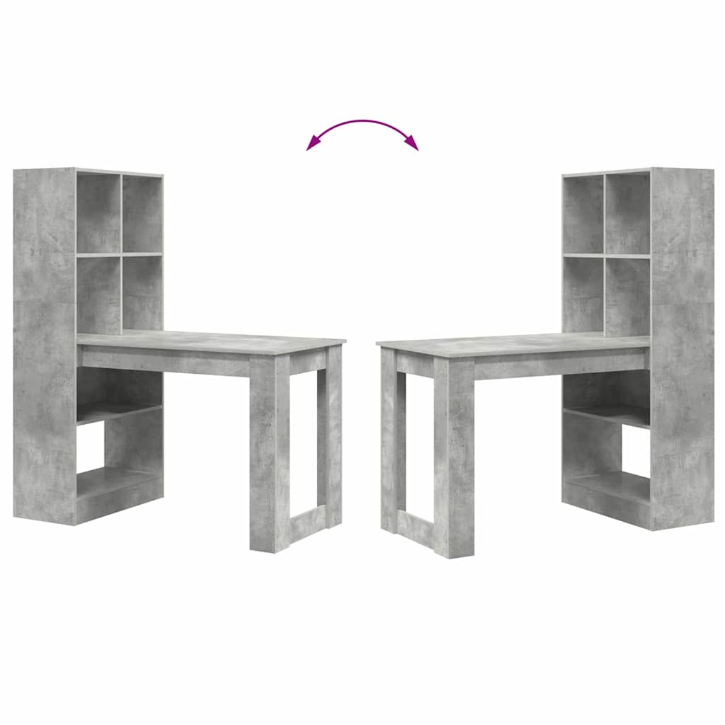 Desk with Shelf Concrete Grey 122 x 67 x 145 cm Engineered Wood