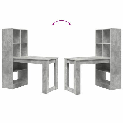 Desk with Shelf Concrete Grey 122 x 67 x 145 cm Engineered Wood