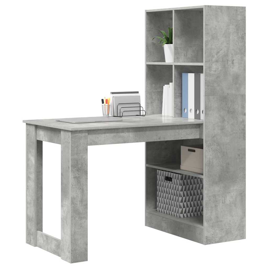 Desk with Shelf Concrete Grey 122 x 67 x 145 cm Engineered Wood