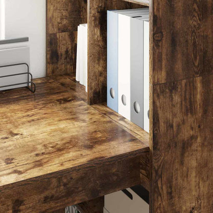 Desk with Shelf Smoked Oak 122 x 67 x 145 cm Engineered Wood