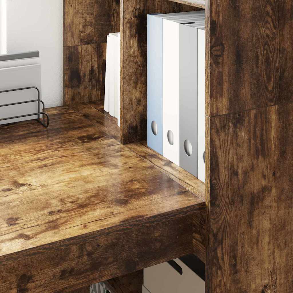 Desk Smoked Oak Engineered Wood 122 x 67 x 145 cm