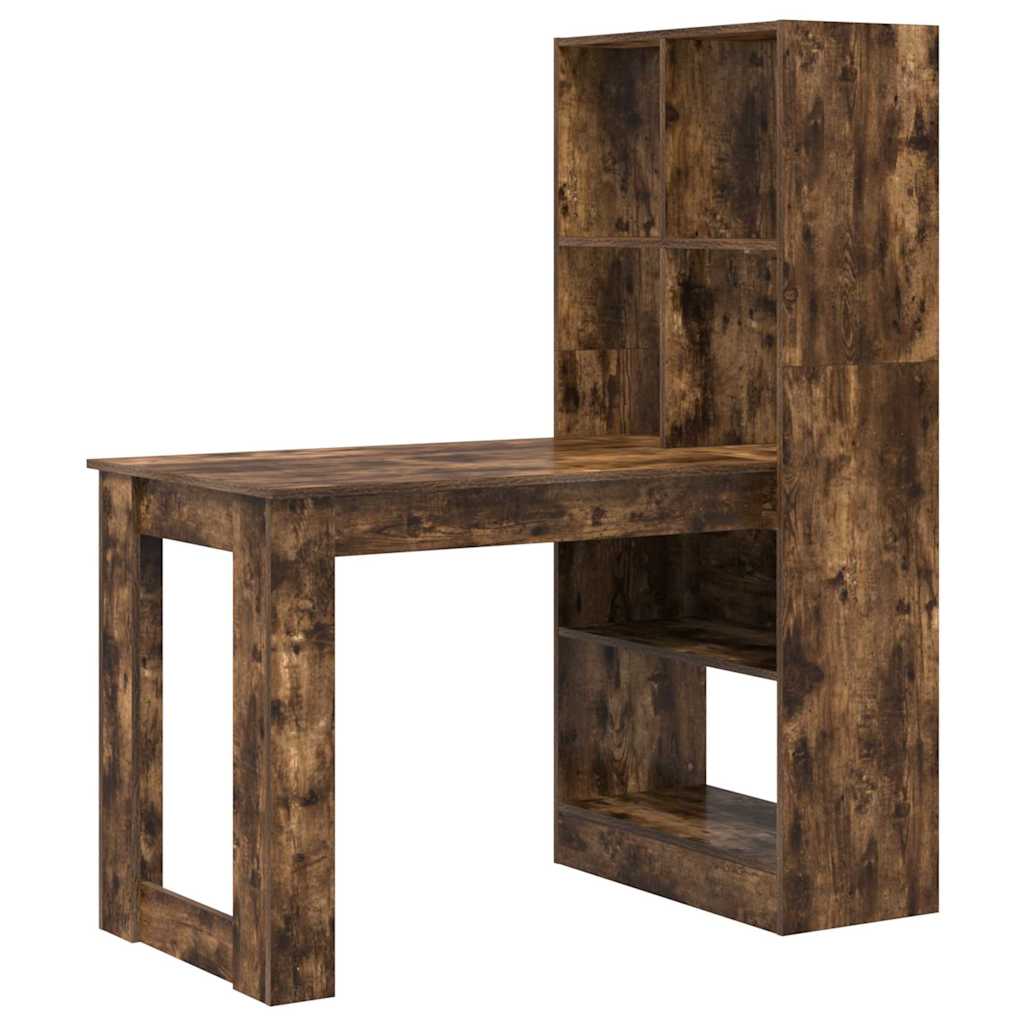 Desk with Shelf Smoked Oak 122 x 67 x 145 cm Engineered Wood
