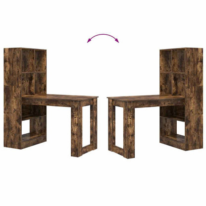 Desk with Shelf Smoked Oak 122 x 67 x 145 cm Engineered Wood