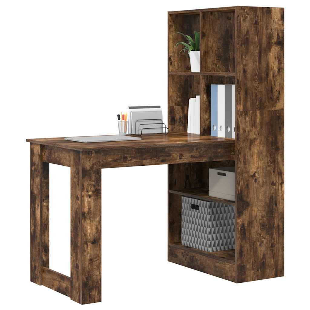 Desk Smoked Oak Engineered Wood 122 x 67 x 145 cm