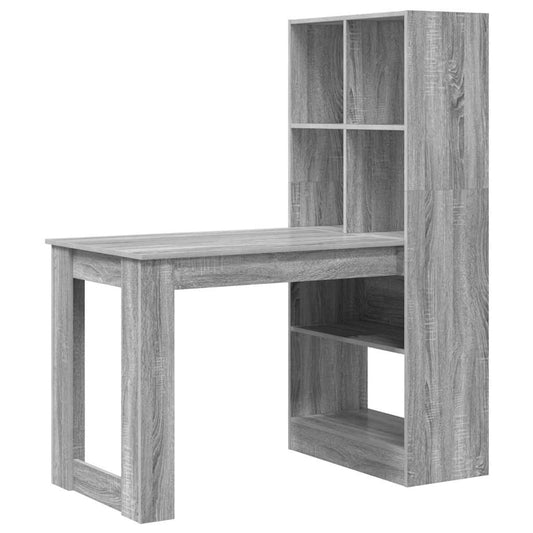 Desk with Shelf Grey Sonoma 122 x 67 x 145 cm Engineered Wood