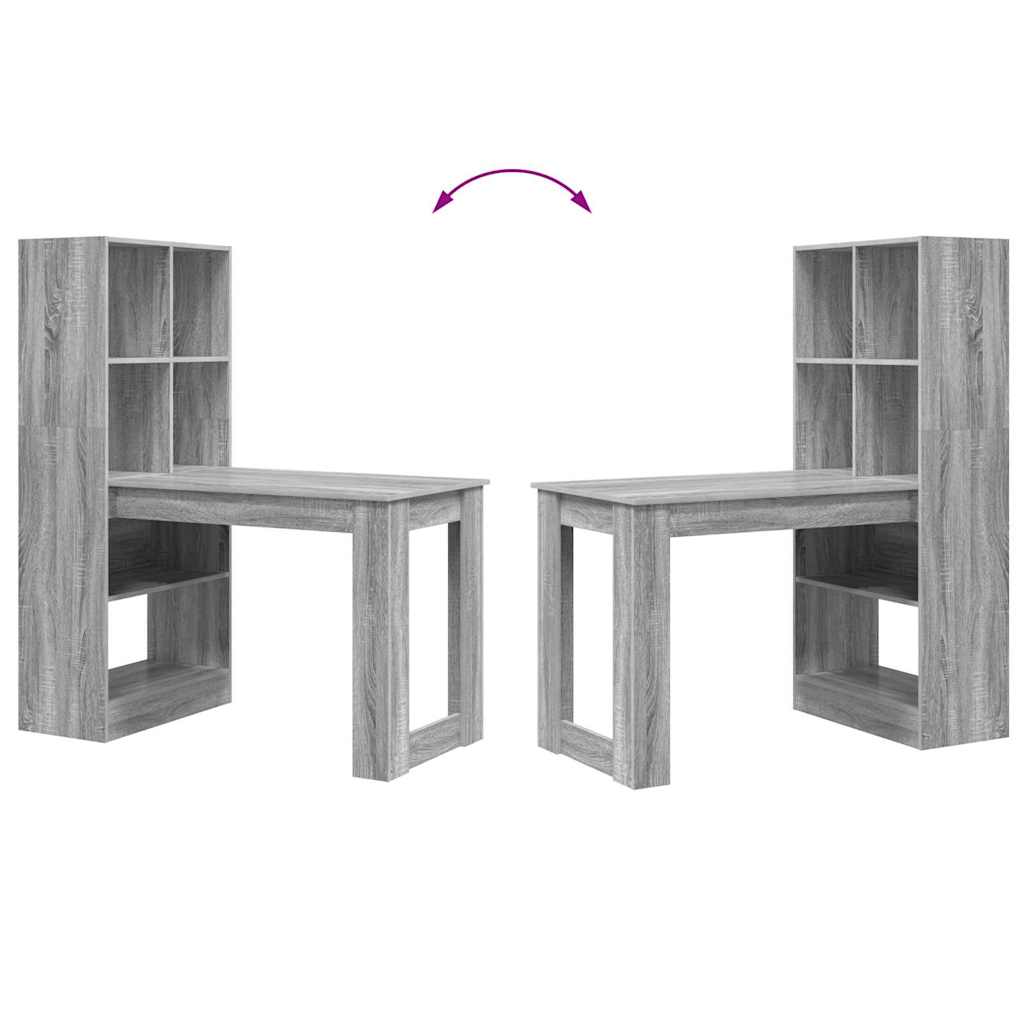 Desk Grey Sonoma Engineered Wood 122 x 67 x 145 cm