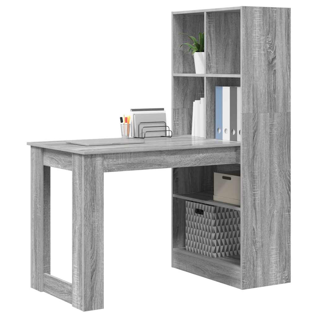 Desk Grey Sonoma Engineered Wood 122 x 67 x 145 cm