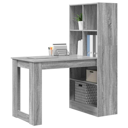Desk with Shelf Grey Sonoma 122 x 67 x 145 cm Engineered Wood