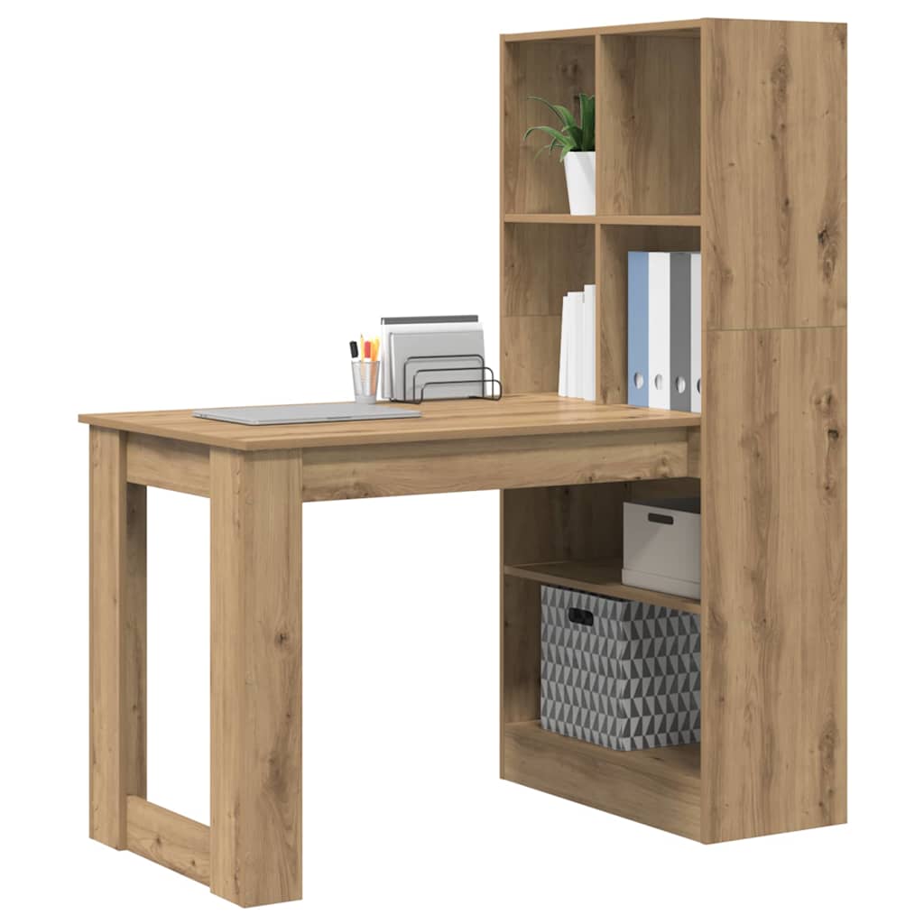 Desk with Shelf Artisan Oak 122 x 67 x 145 cm Engineered Wood