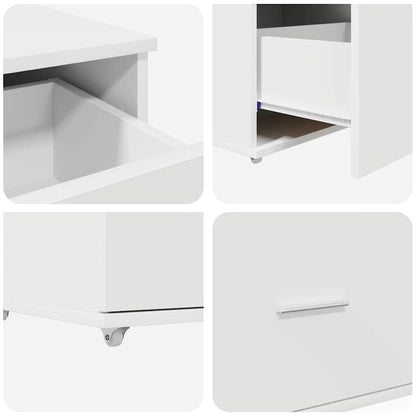 Desk White Engineered Wood 131.5 x 50 x 106.5 cm