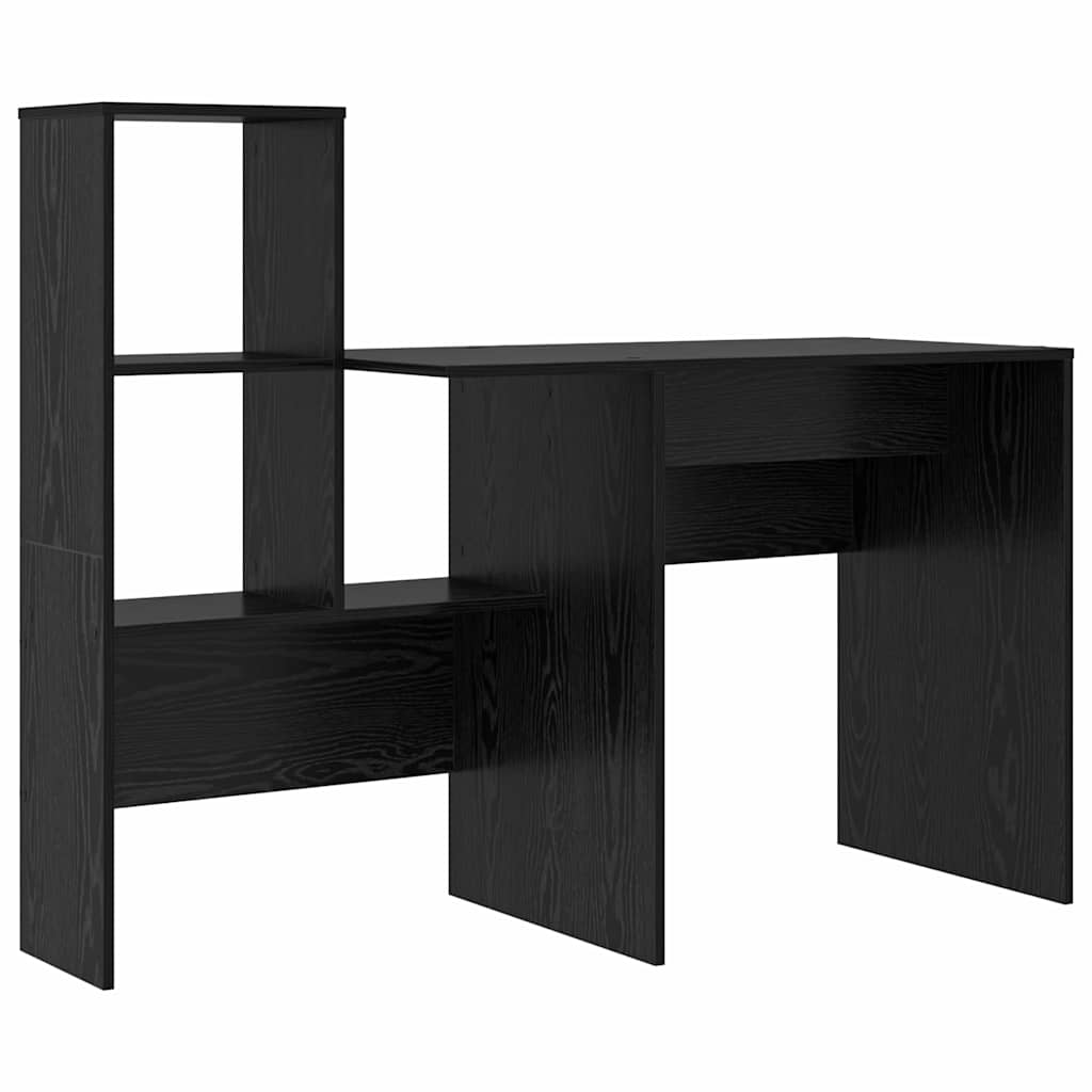 Desk with Shelf Black Oak 131.5 x 50 x 106.5 cm Engineered Wood