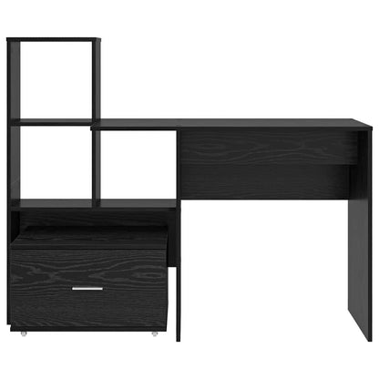 Desk with Shelf Black Oak 131.5 x 50 x 106.5 cm Engineered Wood
