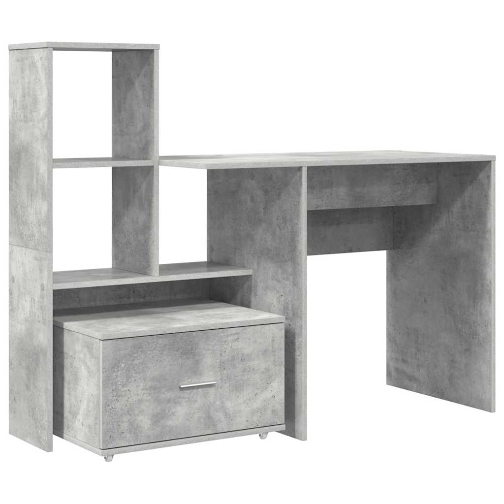 Desk Concrete Grey 131.5 x 50 x 106.5 cm Engineered Wood