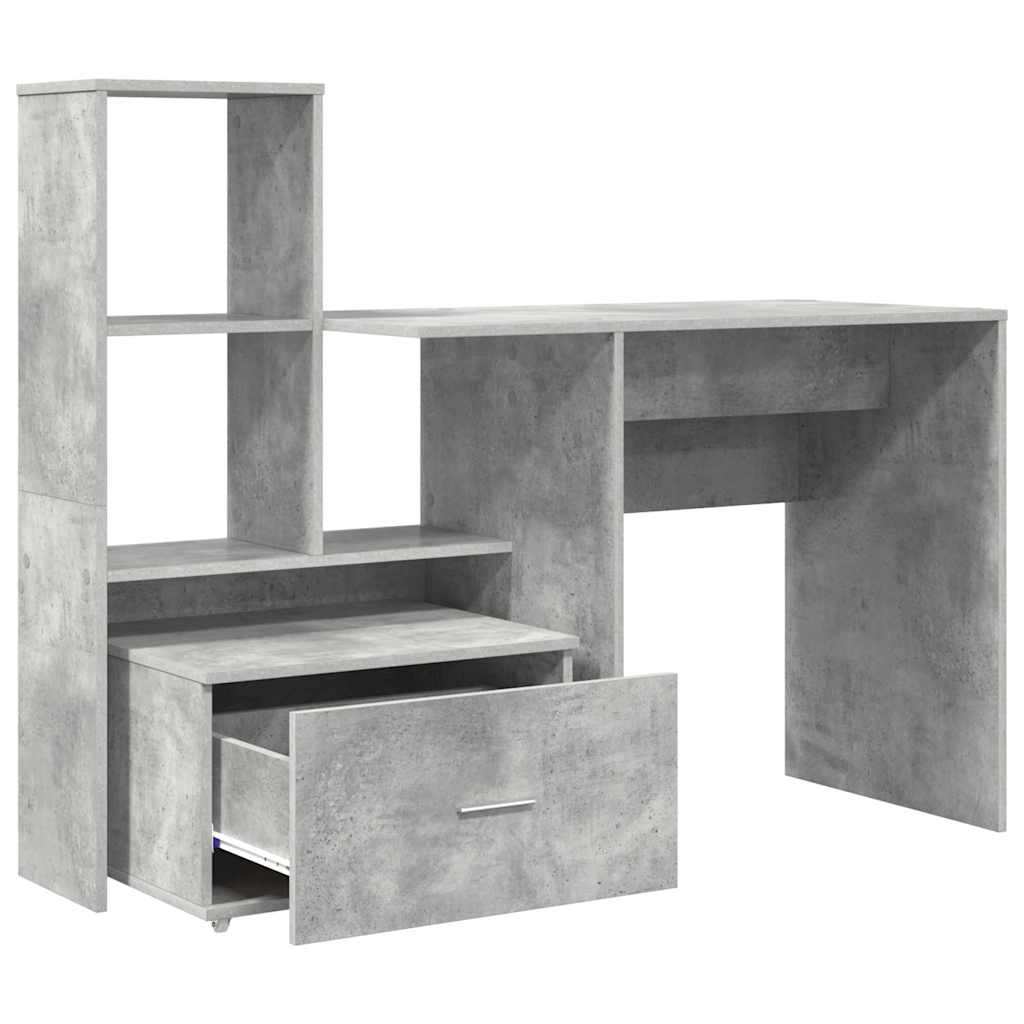 Desk Concrete Grey 131.5 x 50 x 106.5 cm Engineered Wood