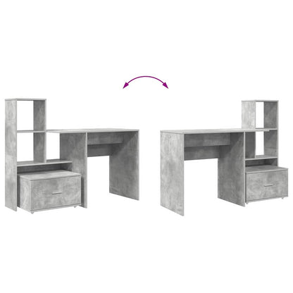 Desk Concrete Grey 131.5 x 50 x 106.5 cm Engineered Wood