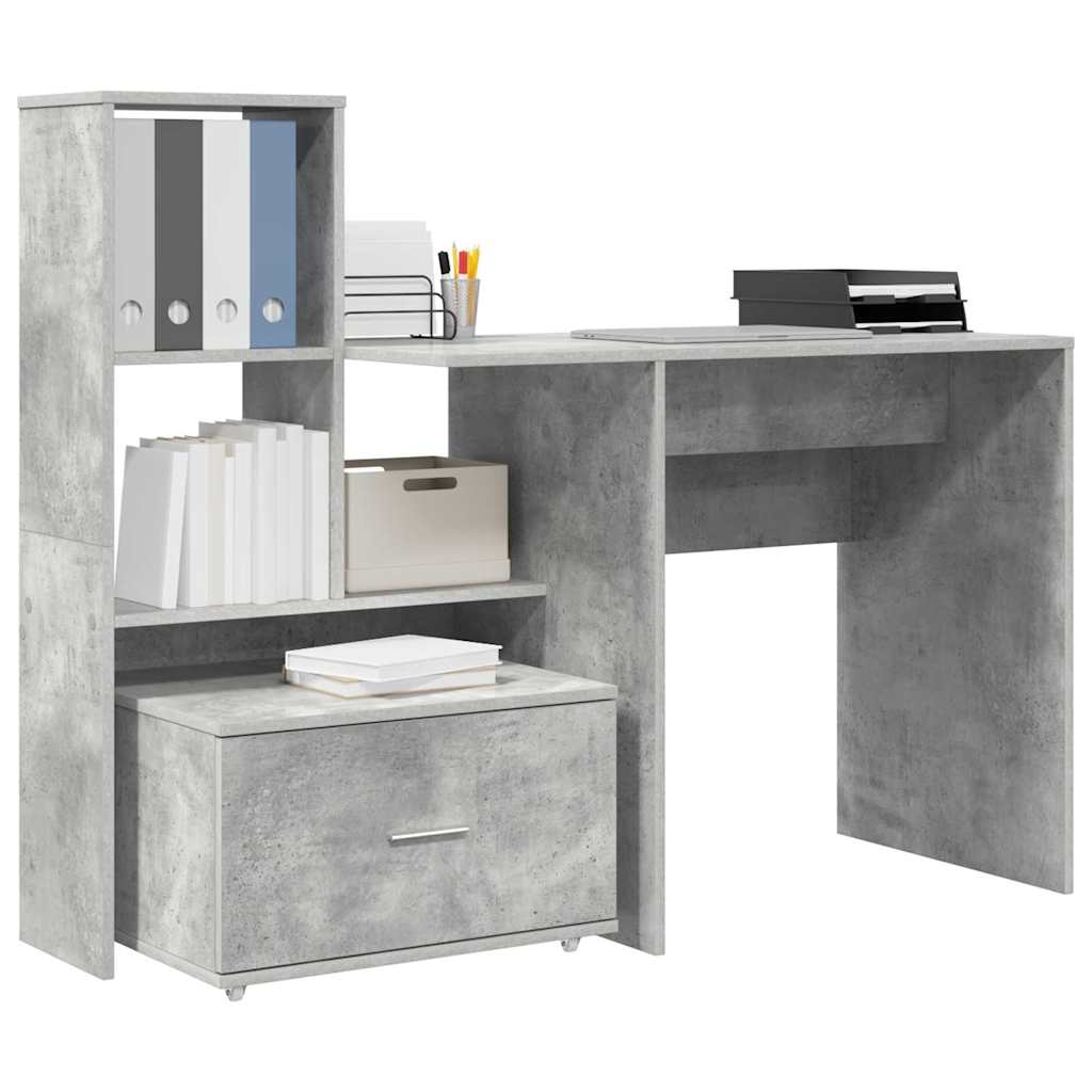 Desk Concrete Grey 131.5 x 50 x 106.5 cm Engineered Wood