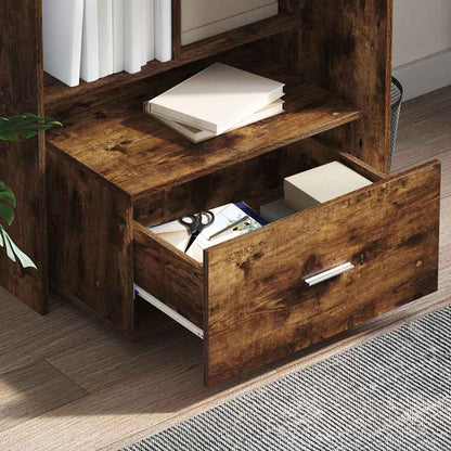 Desk Smoked Oak 131.5 x 50 x 106.5 cm Engineered Wood