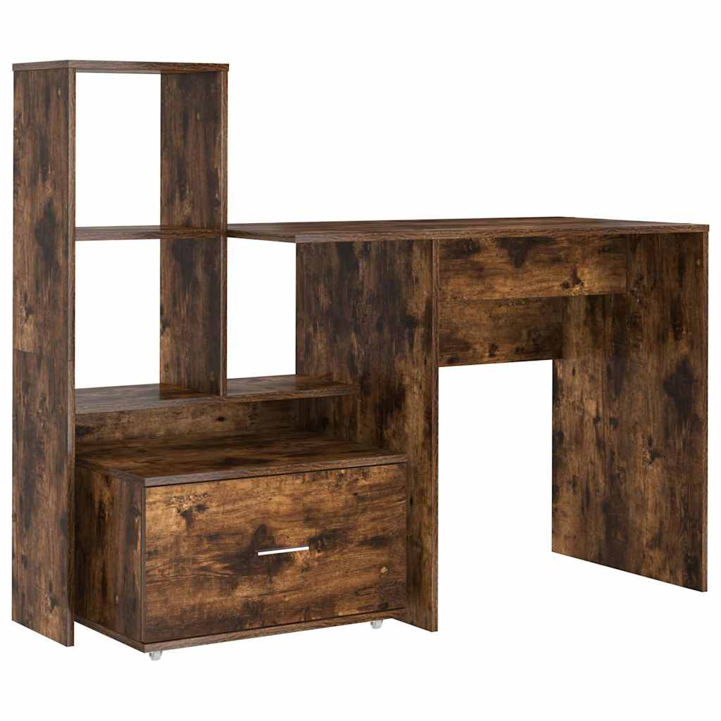 Desk Smoked Oak 131.5 x 50 x 106.5 cm Engineered Wood