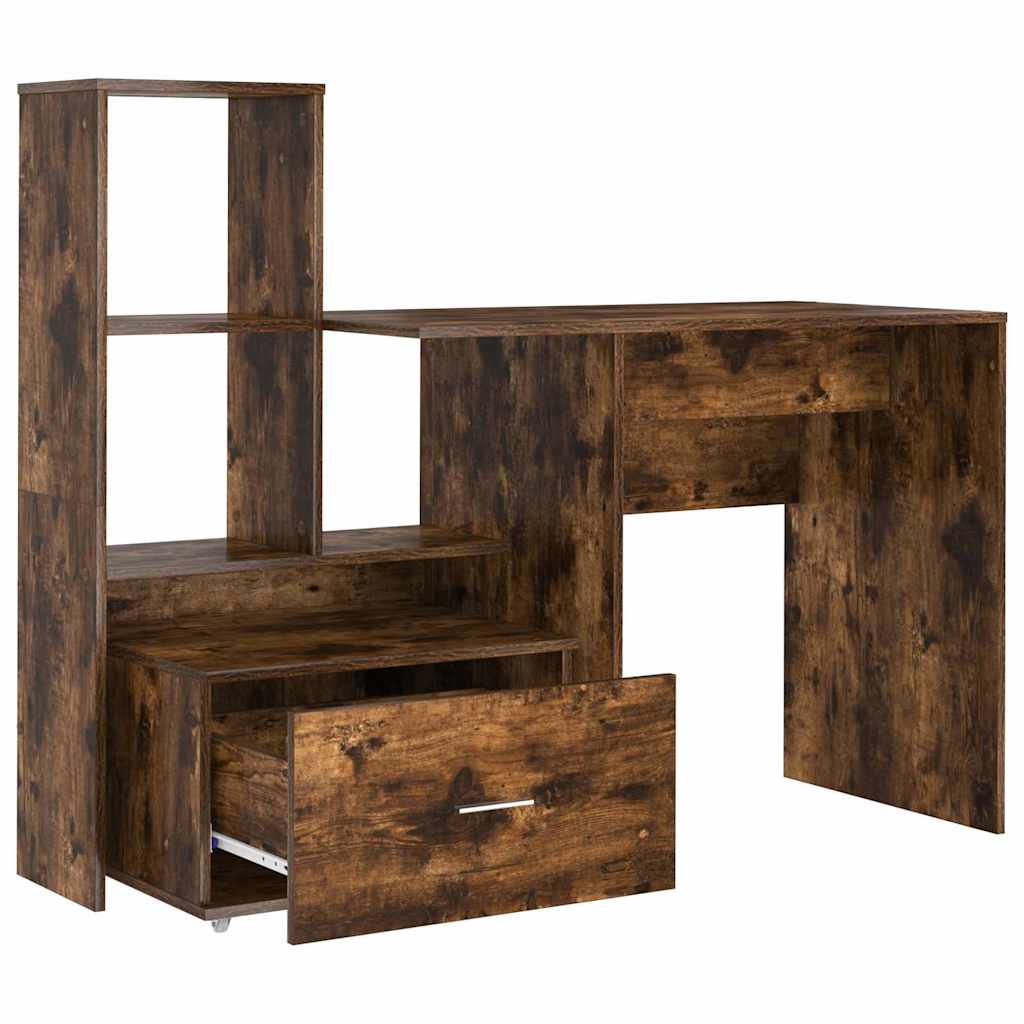 Desk Smoked Oak 131.5 x 50 x 106.5 cm Engineered Wood