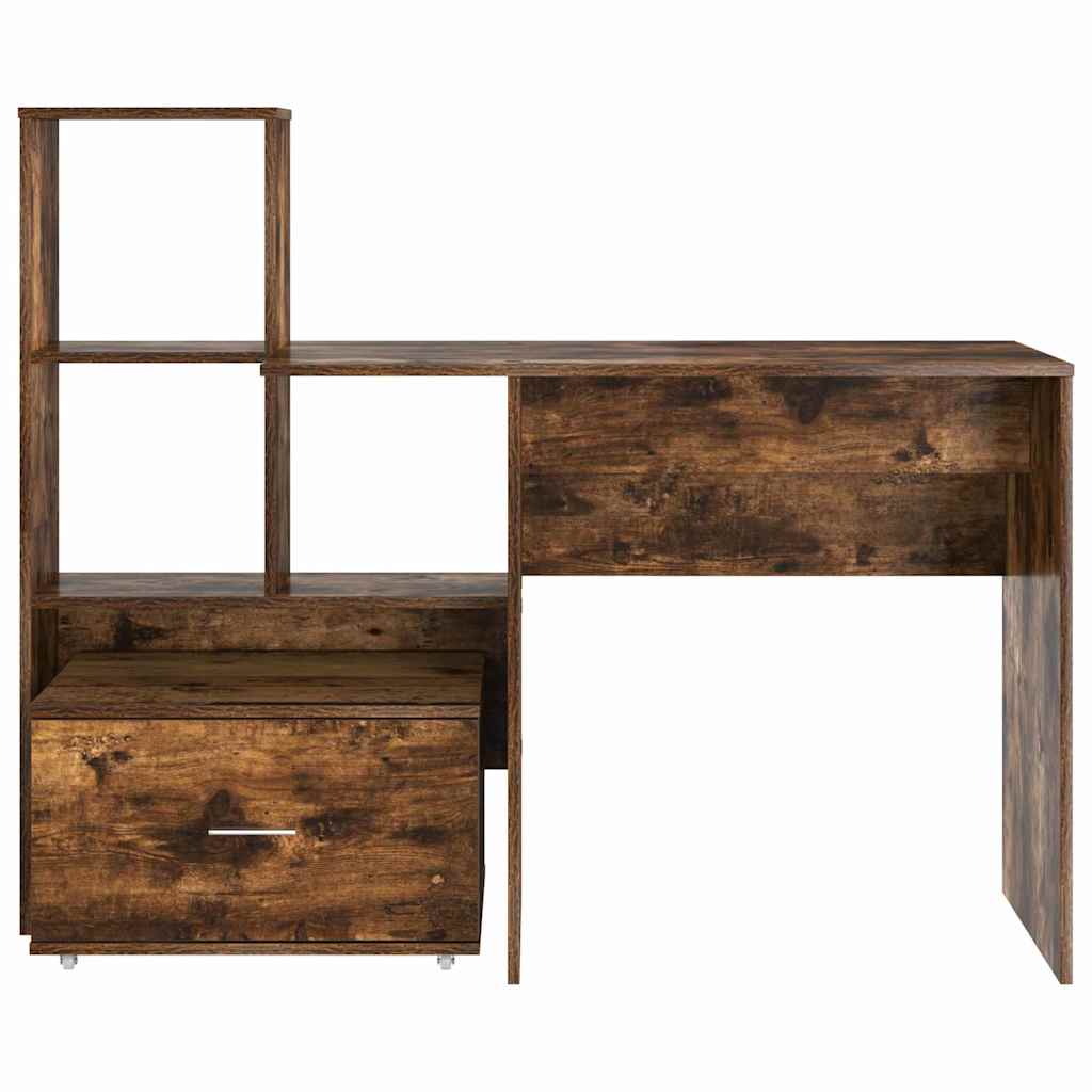 Desk Smoked Oak 131.5 x 50 x 106.5 cm Engineered Wood