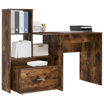 Desk Smoked Oak 131.5 x 50 x 106.5 cm Engineered Wood