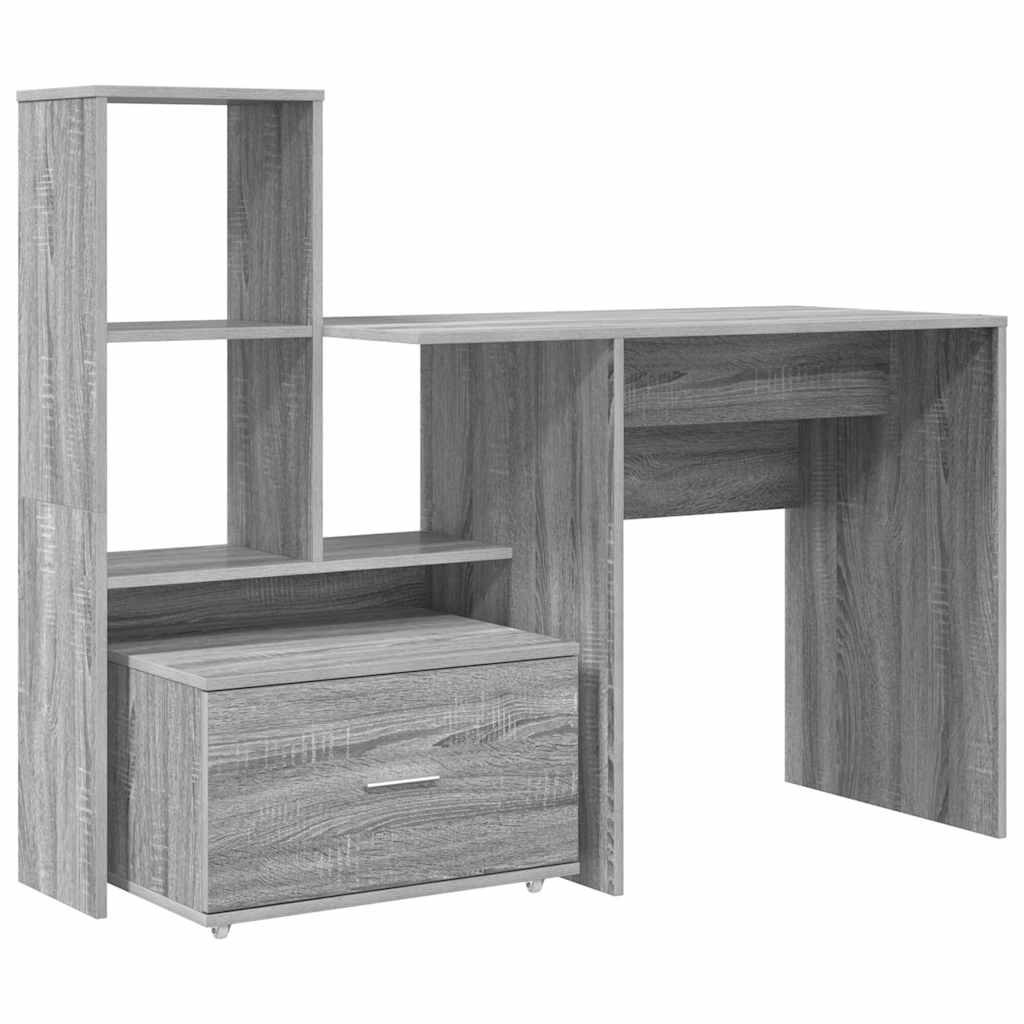 Desk Grey Sonoma 131.5 x 50 x 106.5 cm Engineered Wood
