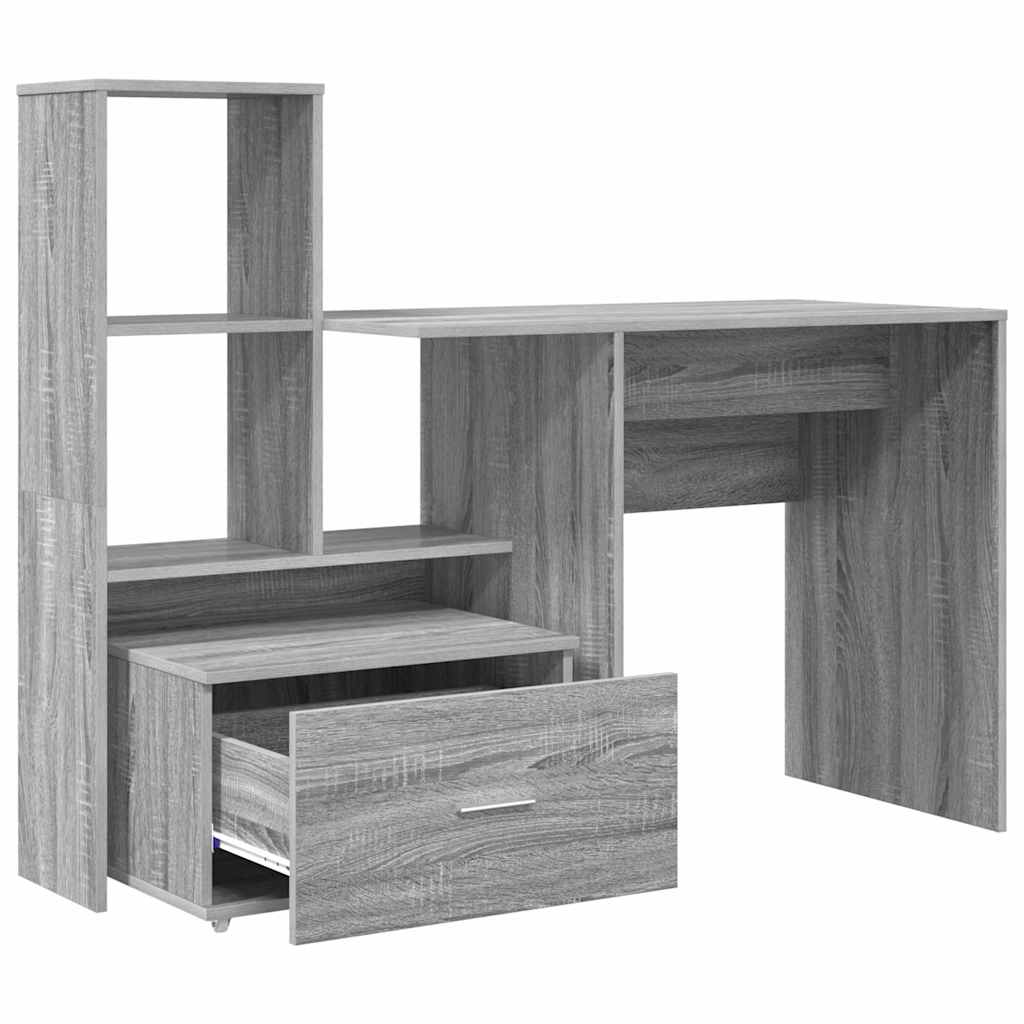 Desk Grey Sonoma 131.5 x 50 x 106.5 cm Engineered Wood