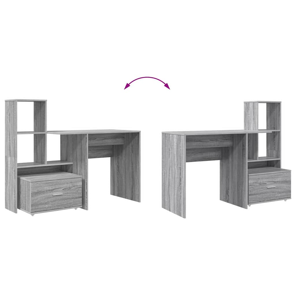 Desk Grey Sonoma 131.5 x 50 x 106.5 cm Engineered Wood