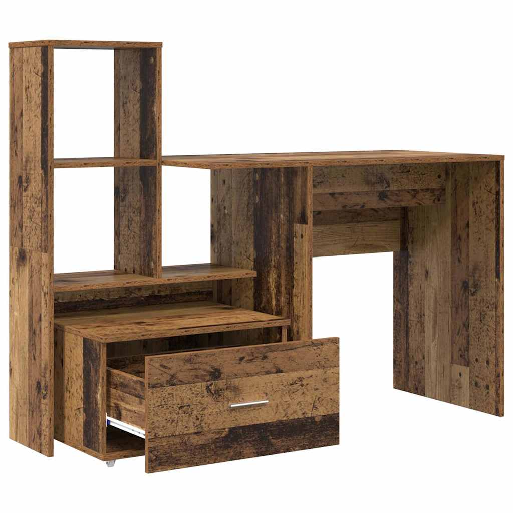 Desk with Drawer Old Wood 131.5 x 50 x 106.5 cm Engineered Wood