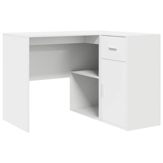 Corner Desk with Drawer with Shelf White 102 x 88 x 75 cm