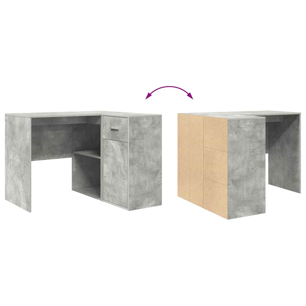 Corner Desk with Drawer Concrete Grey 102 x 88 x 75 cm