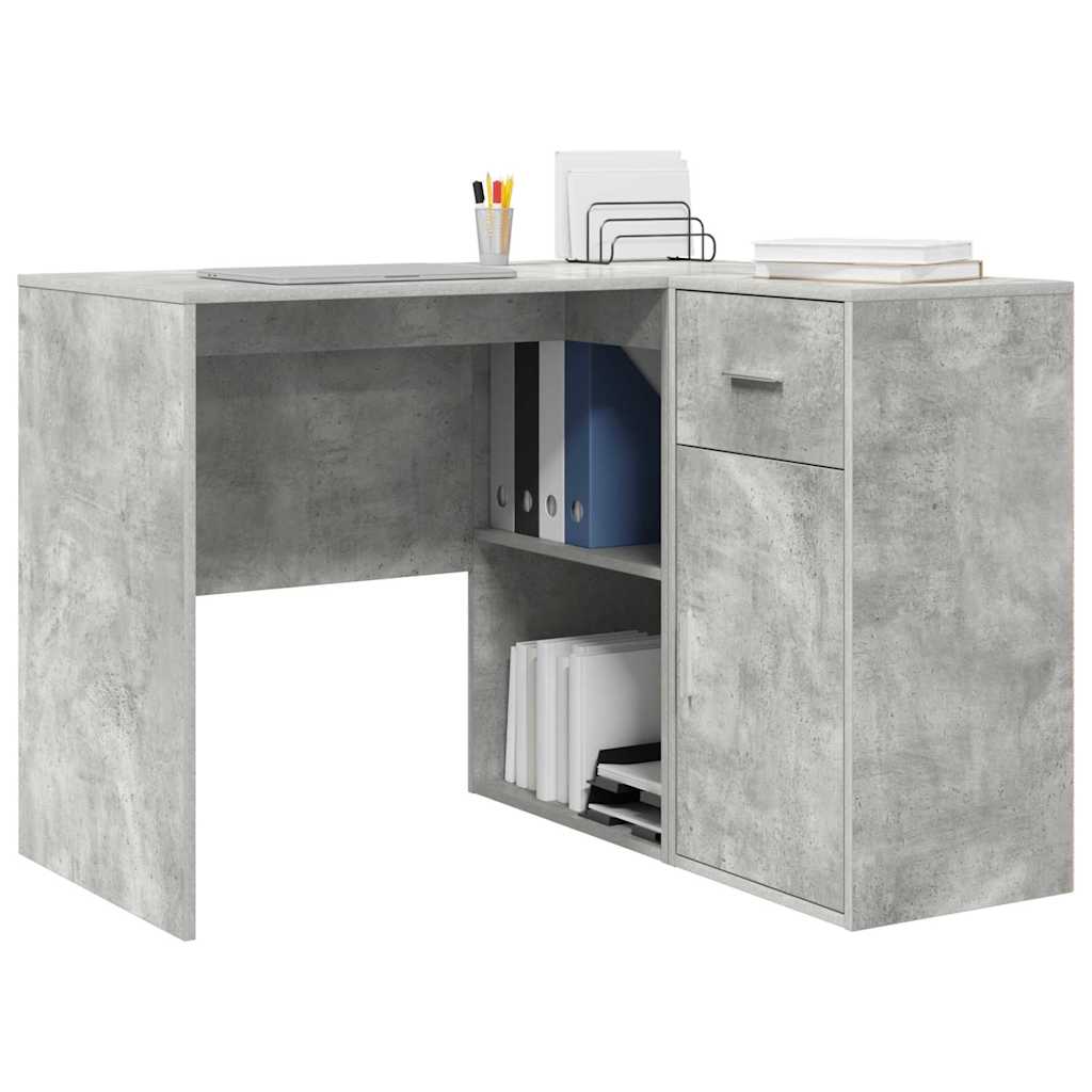 Corner Desk with Drawer Concrete Grey 102 x 88 x 75 cm