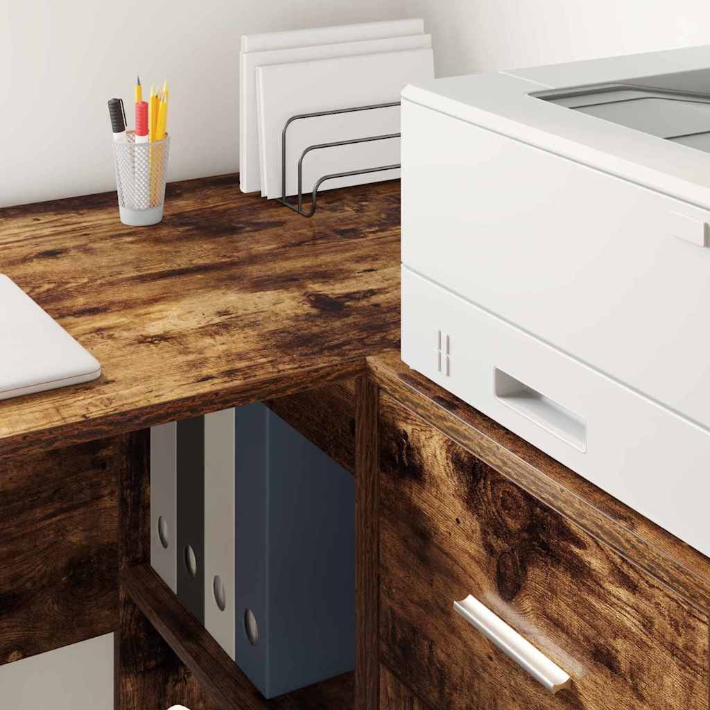 Corner Desk with Drawer Smoked Oak 102 x 88 x 75 cm